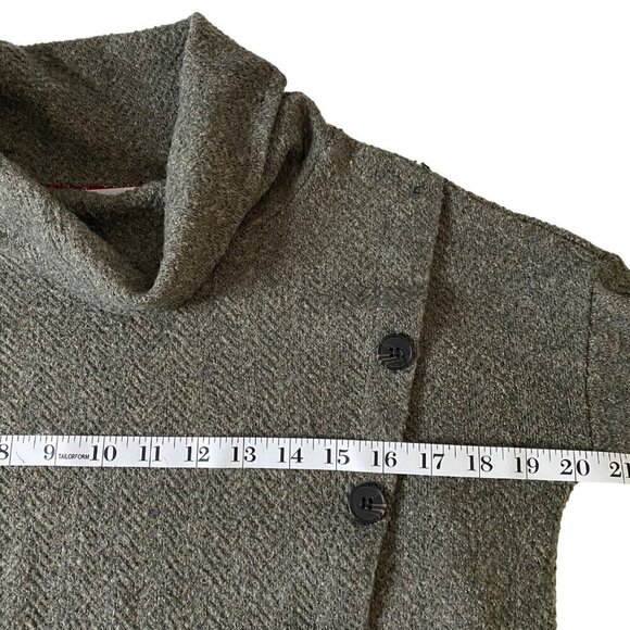 Retrelogy Herringbone‎ Turtleneck Pullover Sweater Cropped with Buttons Gray S/P - Picture 7 of 8